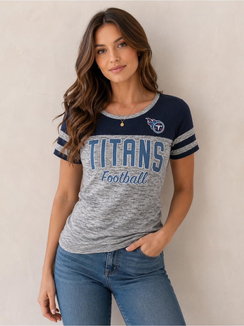 NFL Team Apparel Tennessee Titans Women’s XL Heather Grey Navy